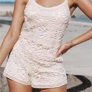ZARA WOMENSCream Lace Crochet Romper
